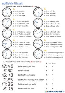 Uhrzeit online exercise for A1