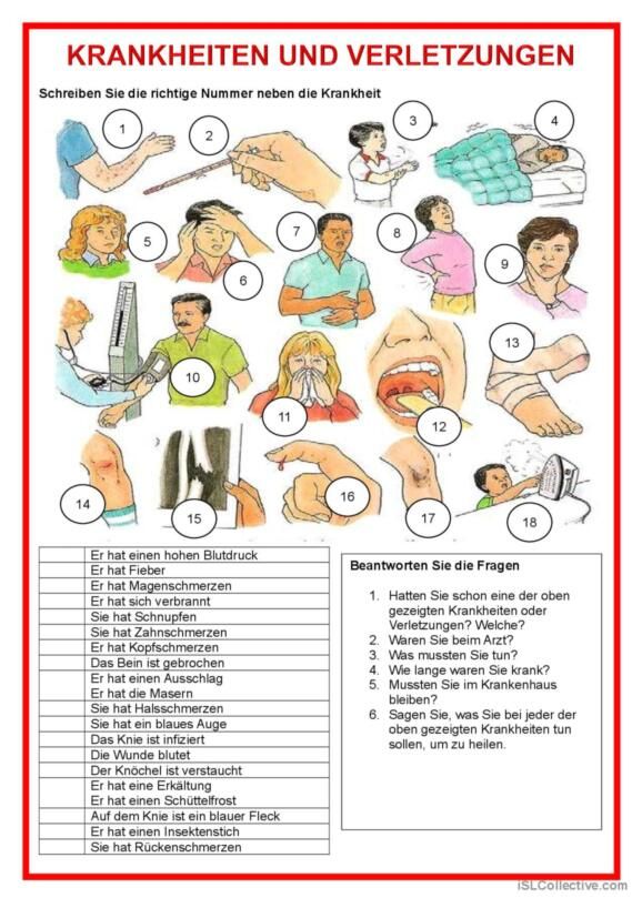 185 Gesundheit Deutsch DAF Arbeitsblätter pdf & doc