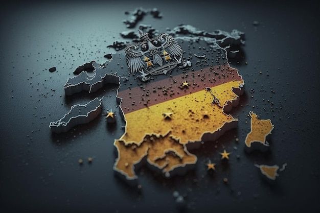 Um mapa da Europa com a bandeira alemã nele. | imagem Premium gerada com IA