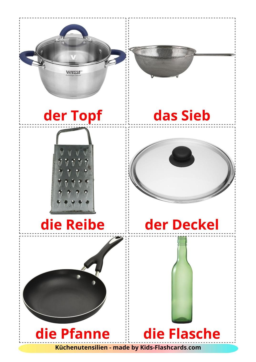 Kitchenware – 35 Free Printable German Flashcards